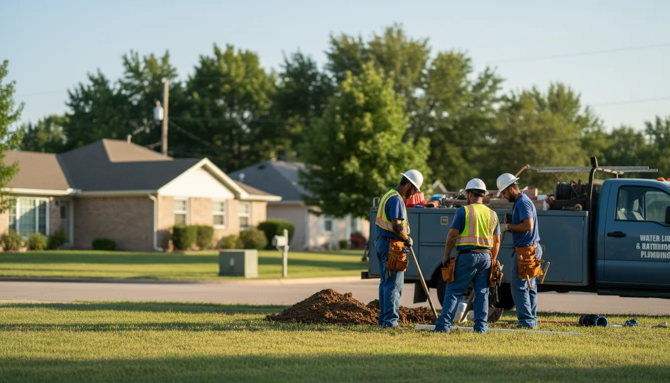 Residential water line and bathroom plumbing service in Marietta, OK